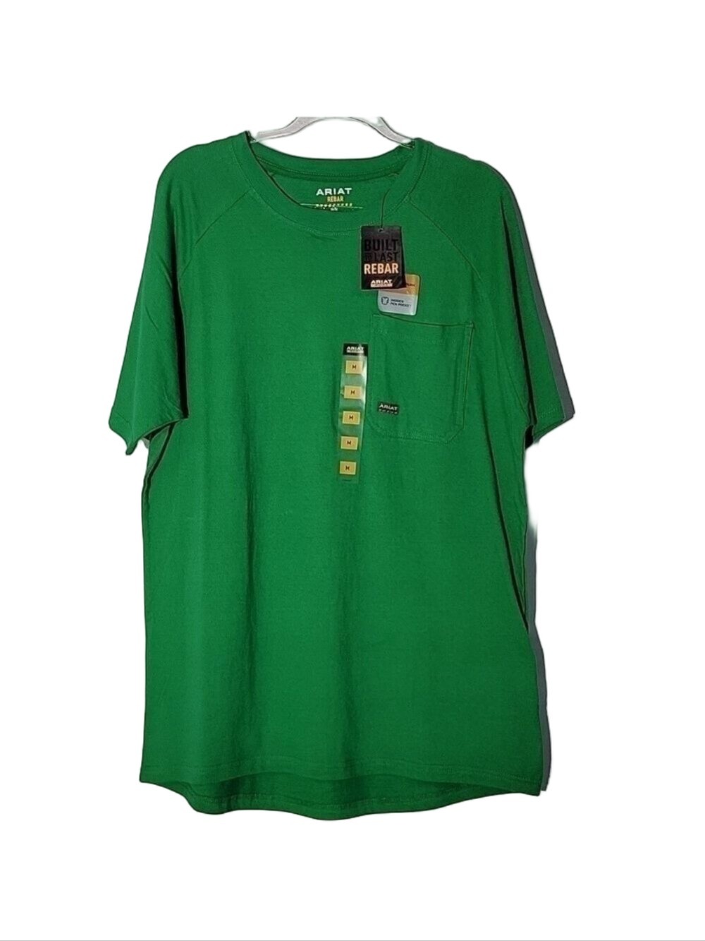 NWT Ariat Men's Rebar Cotton Strong, Green Work T-shirt, Size Medium